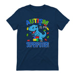 Kids Autism Awareness is My Superpower Boys in Navy - back view