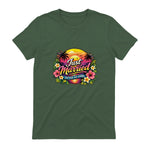 Couple de Jeunes mariés drôle Just Married Tropical Honeymoon in Military Green - back view