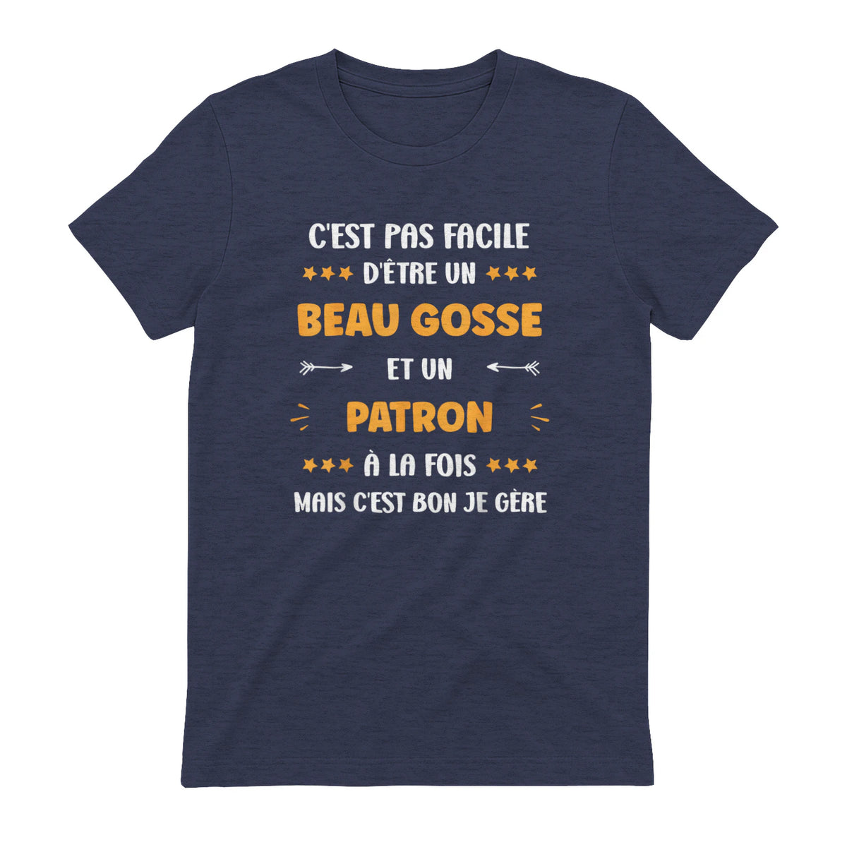 Départ Métier Super Patron Humour Beau Gosse Patron in Heather Navy - back view