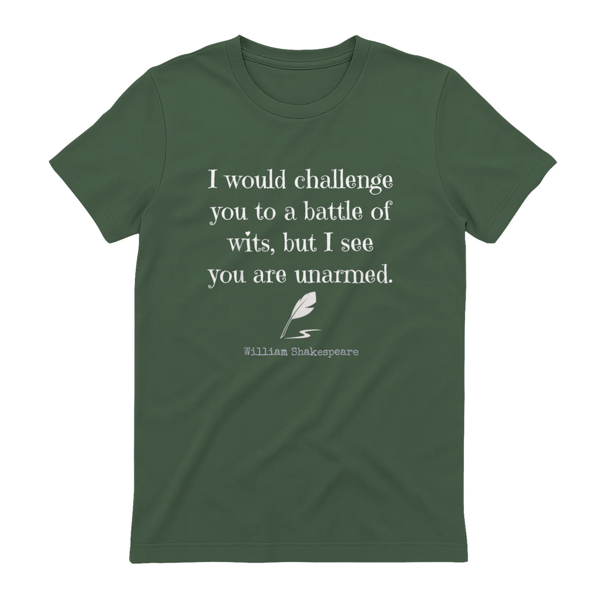 William Shakespeare Quote English Literature & Classic Plays in Military Green - back view