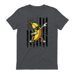 Dabbing Banana Retro American Flag Banana Lover Boys Kids T-Shirt in Charcoal - back view