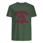 Philadelphia Street Map Liberty Bell Vintage Maroon Philly T-Shirt in Military Green - back view