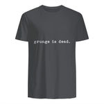 Chemises de soirée rock des années 90 Grunge Is Dead Novelty Saying Funny in Charcoal - back view
