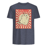 Vintage Japanese Cat Kawaii Cat Lover Meowing Tshirt in Heather Navy - back view