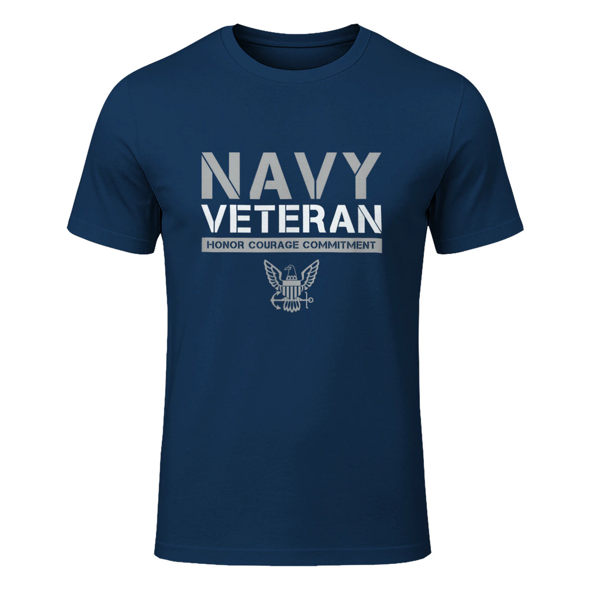 US Navy - Veteran Honor Courage Commitment T-Shirt in Navy - front view