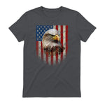American Flag Bald Eagle Patriotic Red White Blue T-Shirt in Charcoal - back view