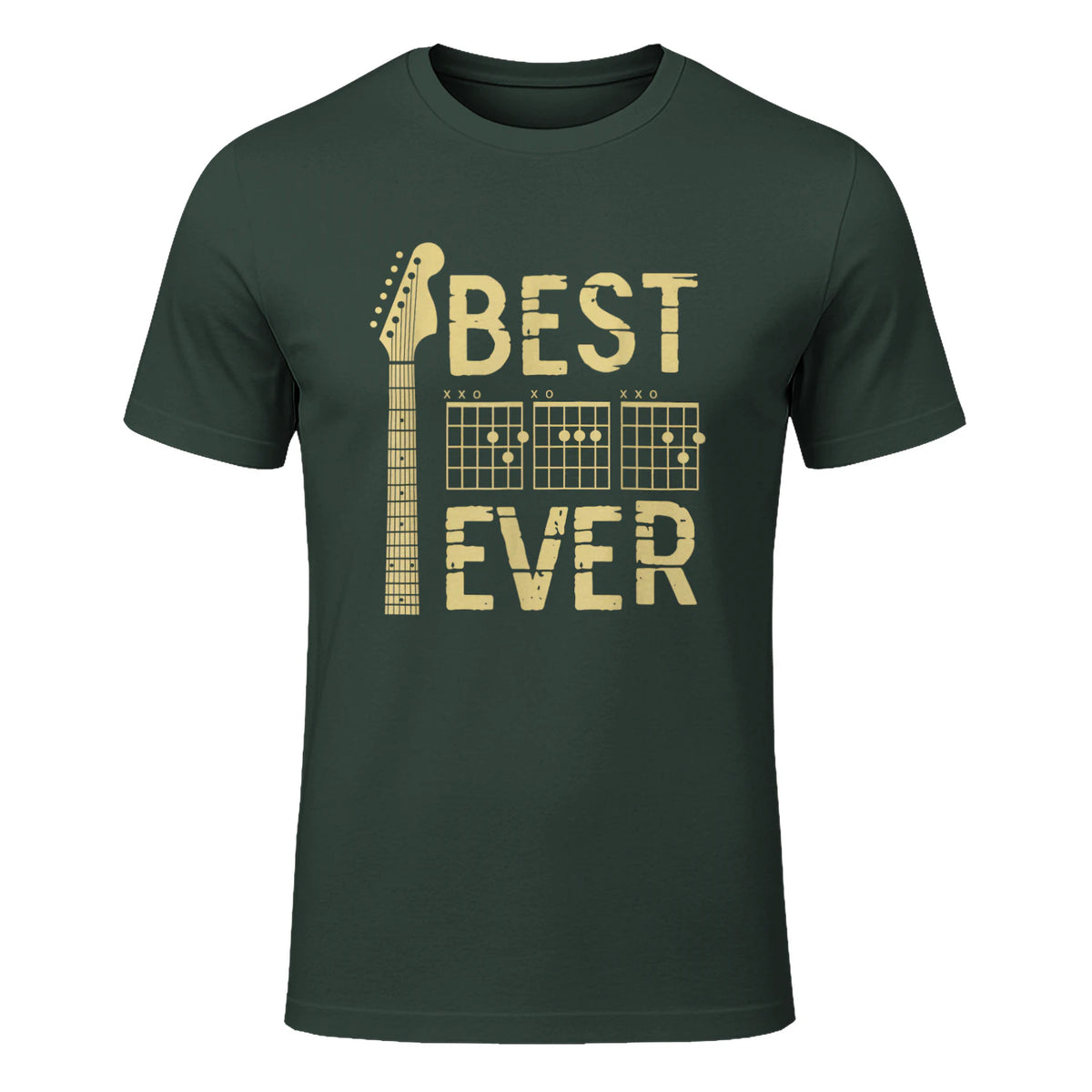 Best Dad Ever Guitar Chord T-Shirt in Forest Green - front view