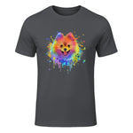 Colorful Splash Art Poméranie Portrait Pom Puppy Owner in Charcoal - front view