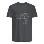 Dirt Bike American Flag T-Shirt Motocross Enduro Shirt T-Shirt in Charcoal - back view