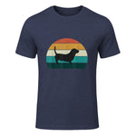 Basset Hound rétro Amant Vintage Sunset Dog & Puppy in Heather Navy - front view