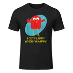 I Get Flappy When I'm Happy Funny Autism T-Shirt in Black - front view