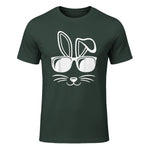 Bunny Face With Sunglasses Men Boys Kids Easter Day in Forest Green - front view