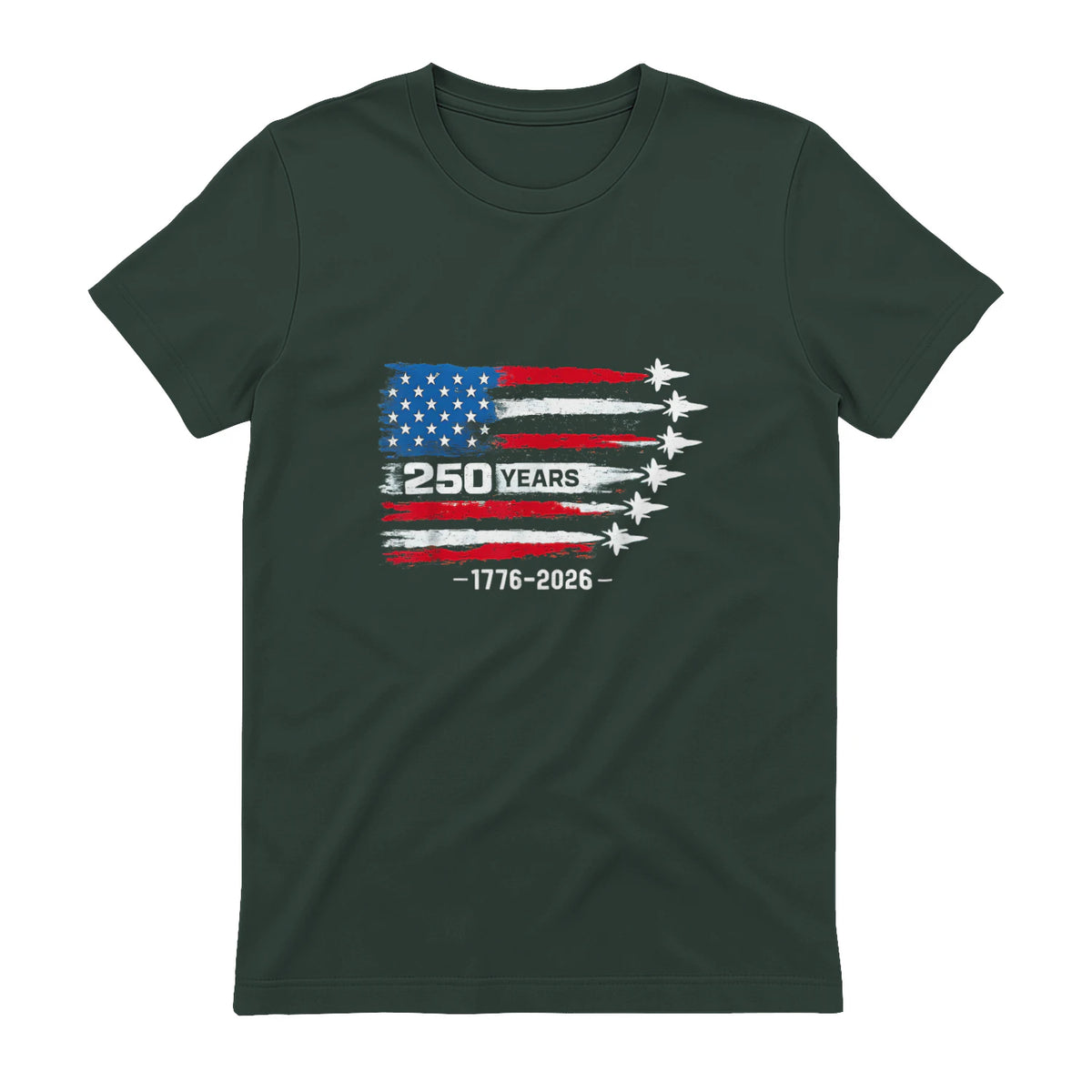 American Fourth of July Anniversary T-Shirt in Forest Green - back view