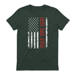 Best dad ever US american flag gift for father's day Short Sleeve in Forest Green - back view