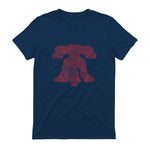 Philadelphia Street Map Liberty Bell Vintage Maroon Philly T-Shirt in Navy - back view