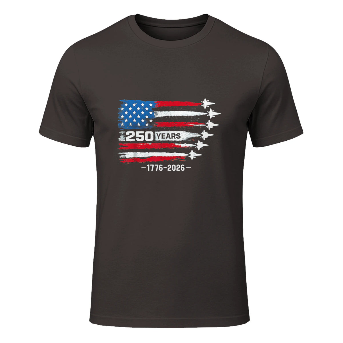 American Fourth of July Anniversary T-Shirt in Dark Chocolate - front view