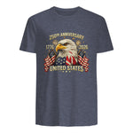American Flag Anniversary T-Shirt in Heather Navy - back view