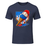 Distressed Baseball Boys Ice Cream Drip Baseball Boys Youth T-Shirt in Heather Navy - front view