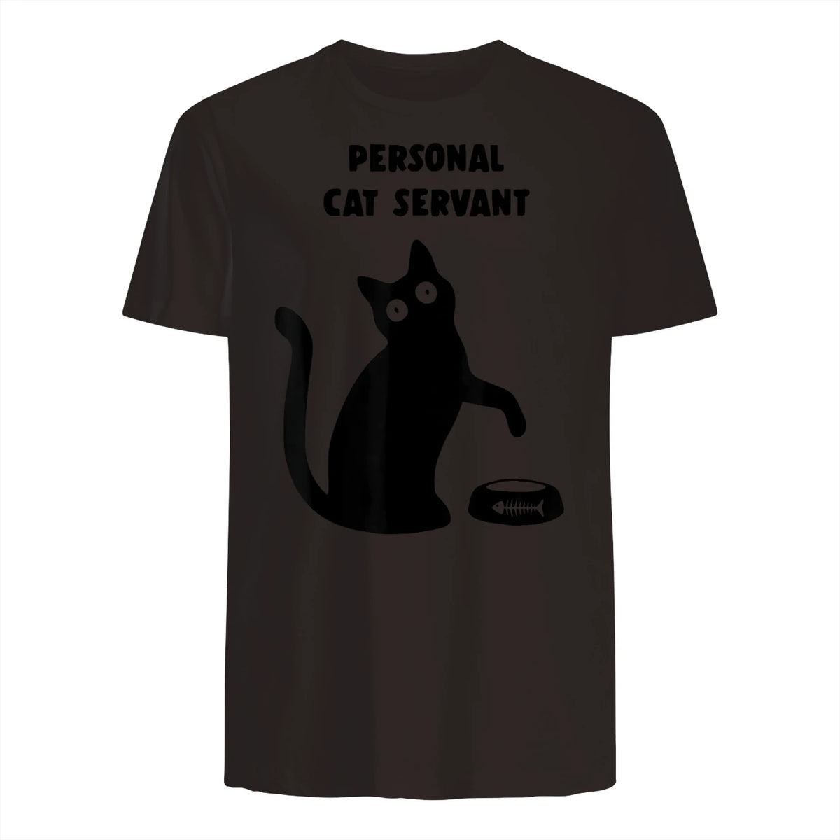 Personal Cat Servant Shirt Funny Black Cat Lover Gift in Dark Chocolate - back view