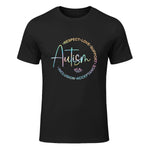Respect Love Support Autism Awareness Month Women Men in Black - front view