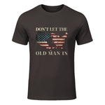 Don't Let The Old Man in Vintage American Flag T-Shirt in Dark Chocolate - front view