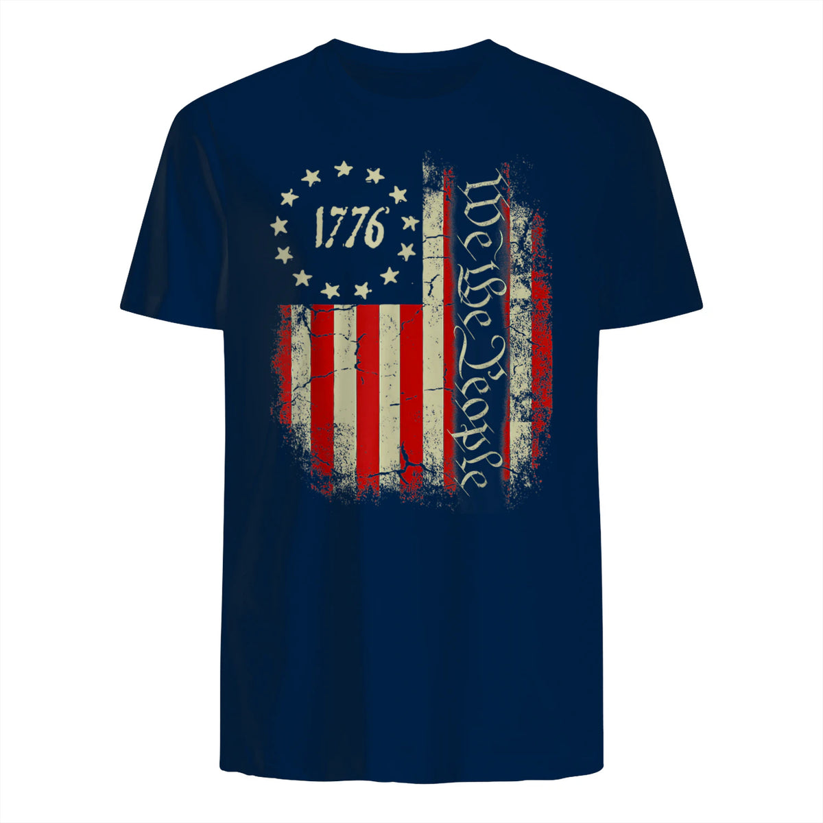 USA Patriotic Fourth of July America T-Shirt in Navy - back view