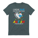 I Wear Blue For My Brother Autism Awareness in Dark Heather - back view