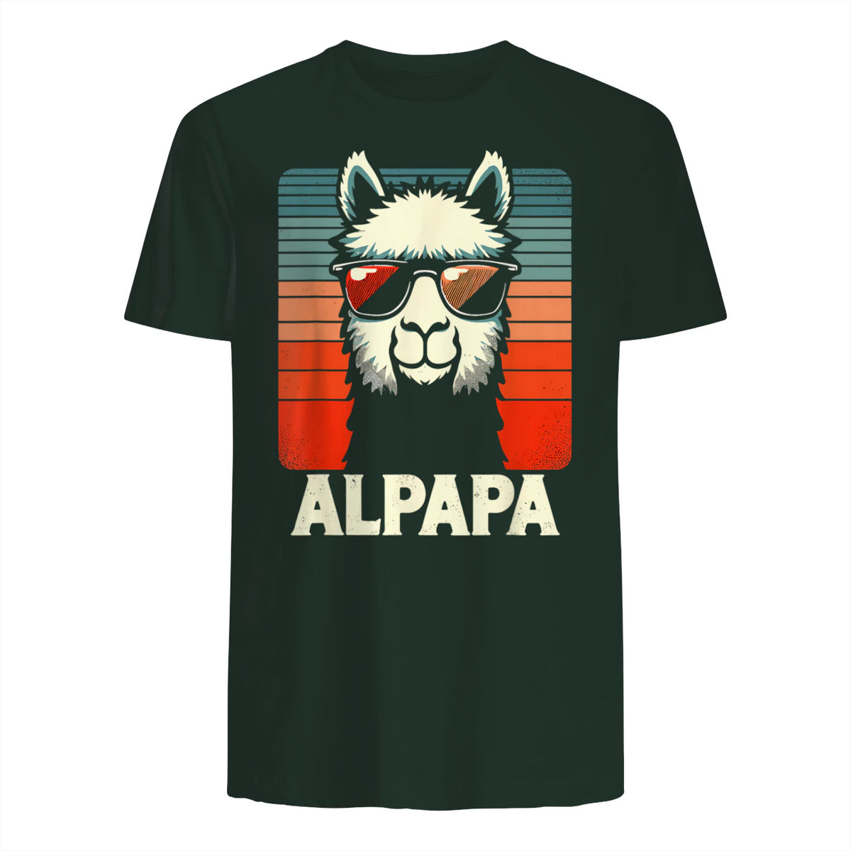 Bester Papa Alpapa Alpaka Frischgebackener Papa Vatertag T-Shirt in Forest Green - back view
