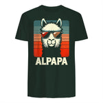 Bester Papa Alpapa Alpaka Frischgebackener Papa Vatertag T-Shirt in Forest Green - back view