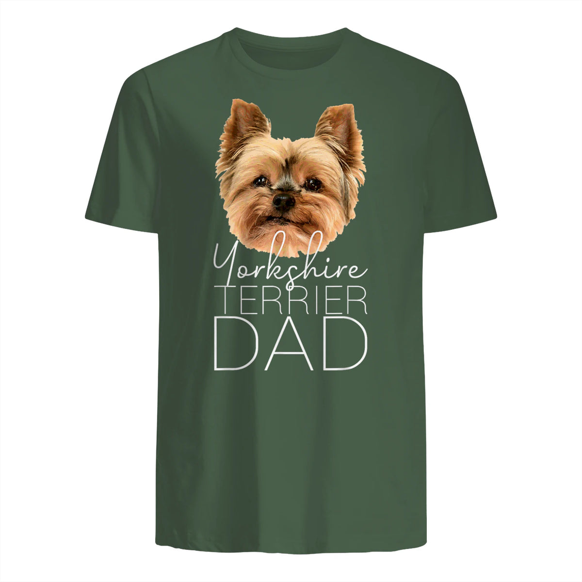 Dog Dad Yorkshire Terrier – Chien Papa in Military Green - back view