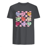 Special Education Teacher Candy Heart Valentines Day Love T-Shirt in Charcoal - back view