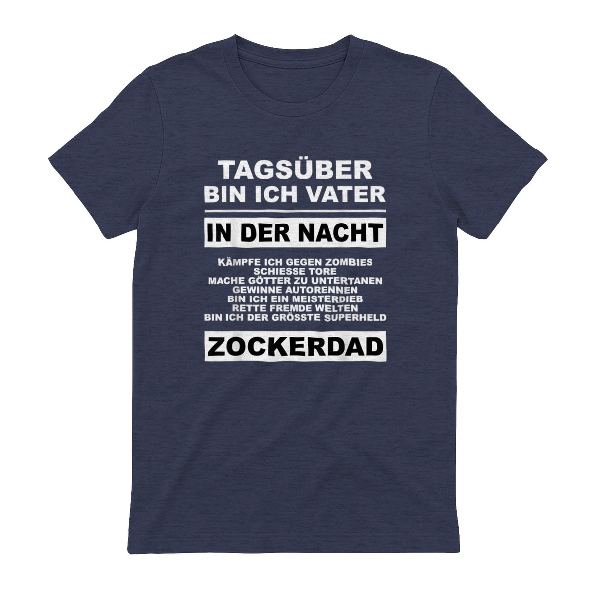 Zockerdad PC Spiele Gaming Zocken Konsole T-Shirt in Heather Navy - back view