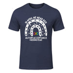 in April We Wear Red Autism Awareness Acceptance Red Instead in Heather Navy - front view