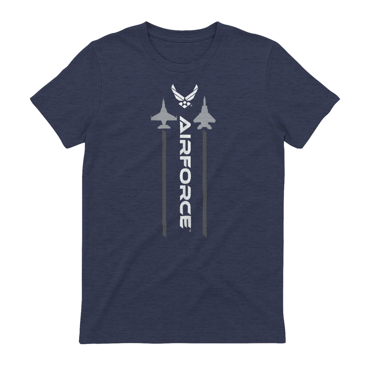US Air Force with Logo T-Shirt in Heather Navy - back view