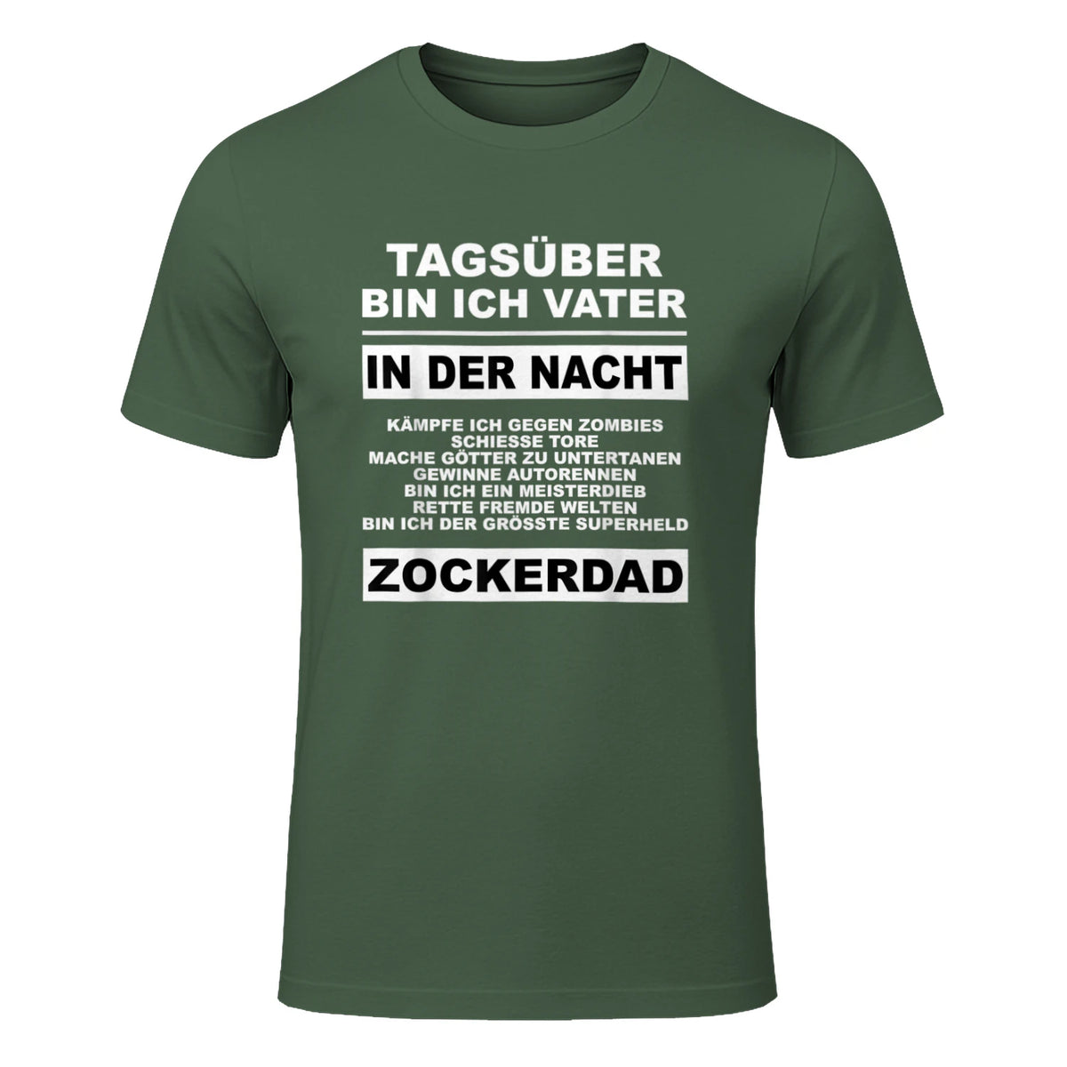Zockerdad PC Spiele Gaming Zocken Konsole T-Shirt in Military Green - front view