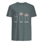 Introvert Cat Animal Rescue Pet Lover Apparel Rock Paper Scissors Hand Game Cute Paw Funny Cat T-Shirt in Dark Heather - back view