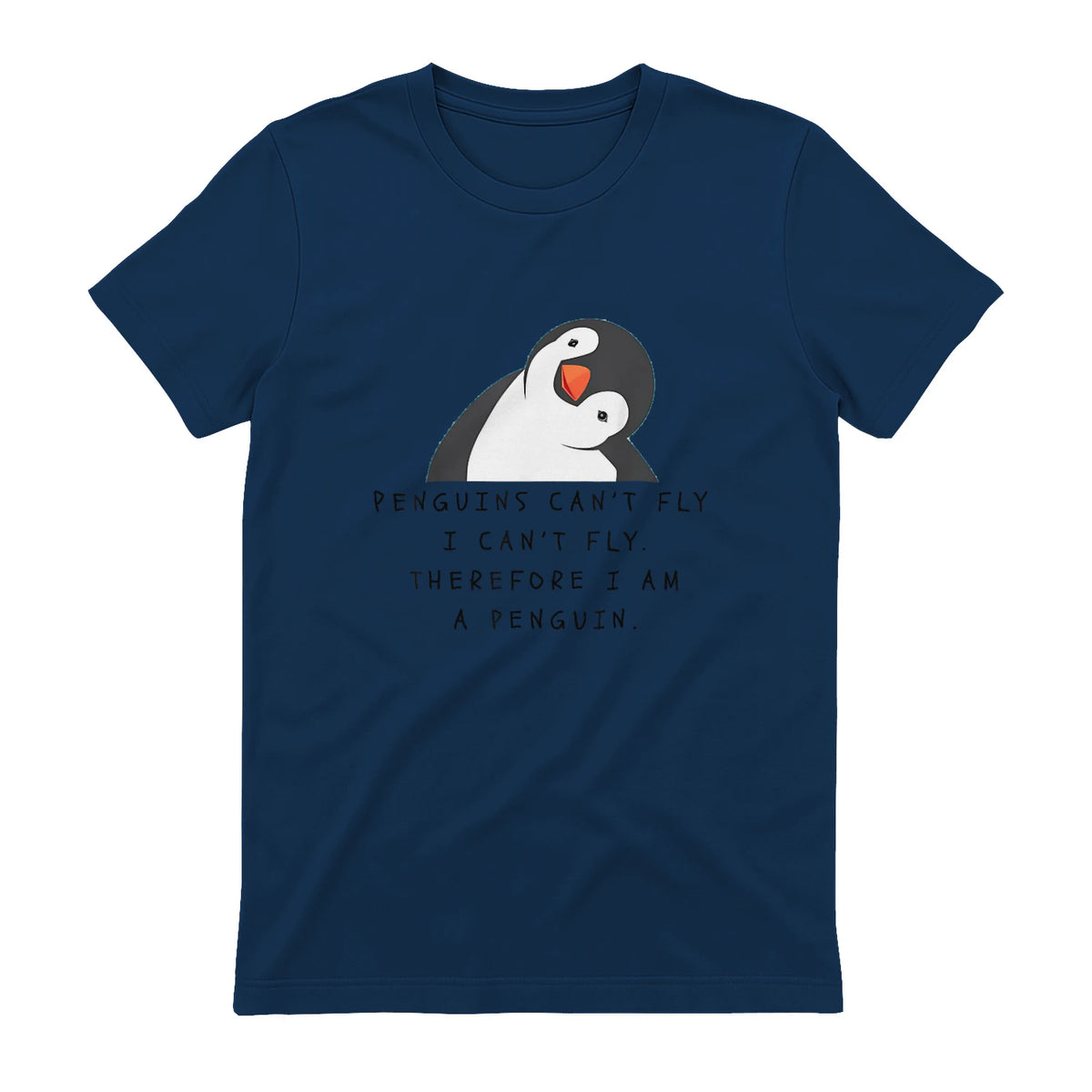 Funny Penguins T-Shirt Women and Chilldren Gift T-Shirt UK in Navy - back view