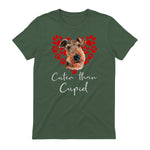 AIREDALE TERRIER Cuter Than Cupid Disant Saint Valentin in Military Green - back view