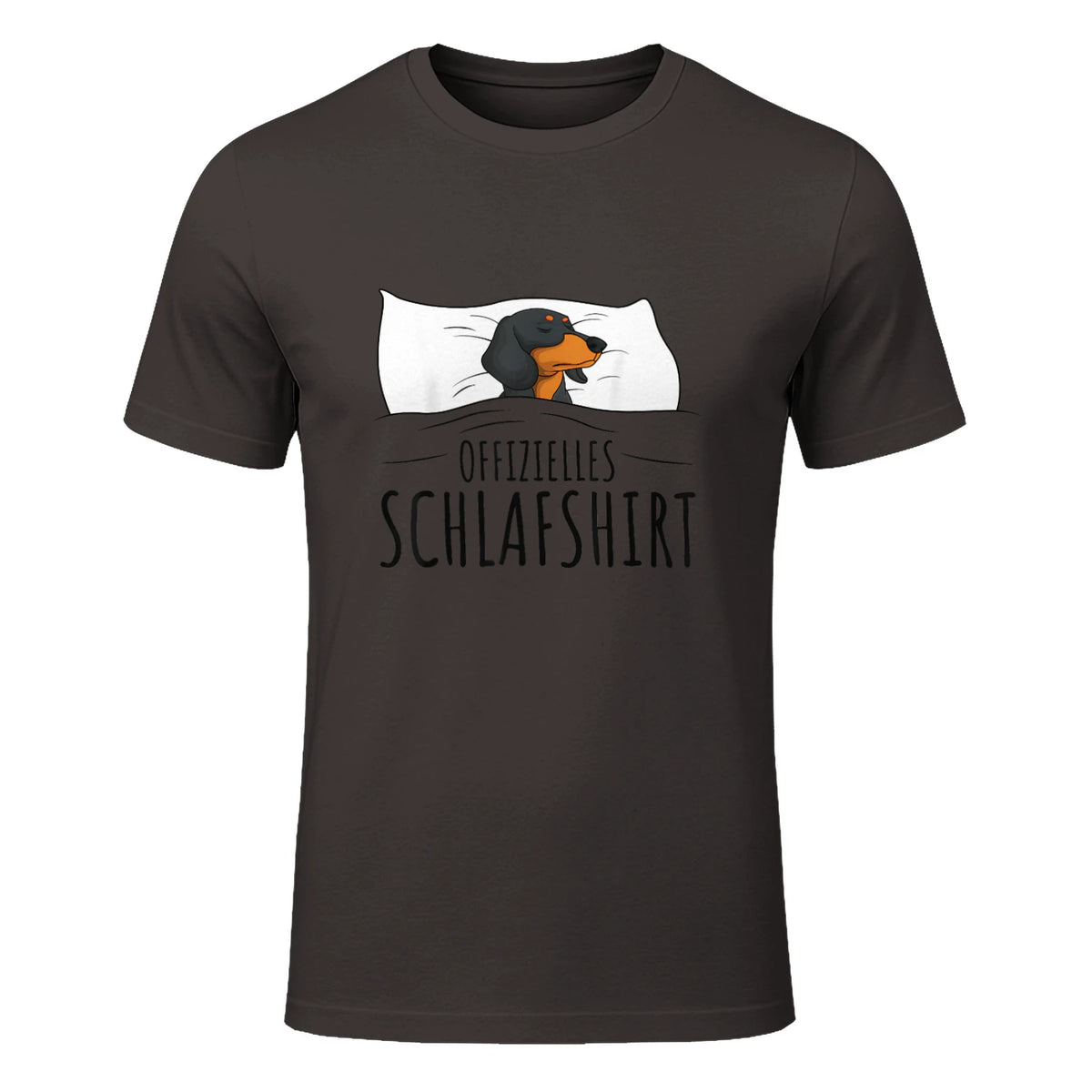 Offizielles Schlafshirt Schlafanzug Dackel Hund Geschenkidee in Dark Chocolate - front view