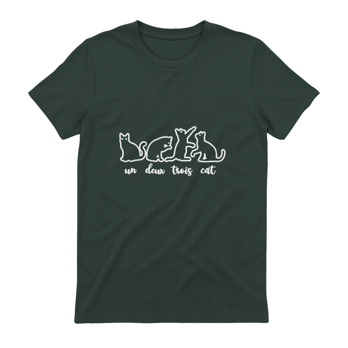 Un Deux Trois Cat, Cute & Funny Kittens, Gift For Cat Lovers T-Shirt in Forest Green - back view