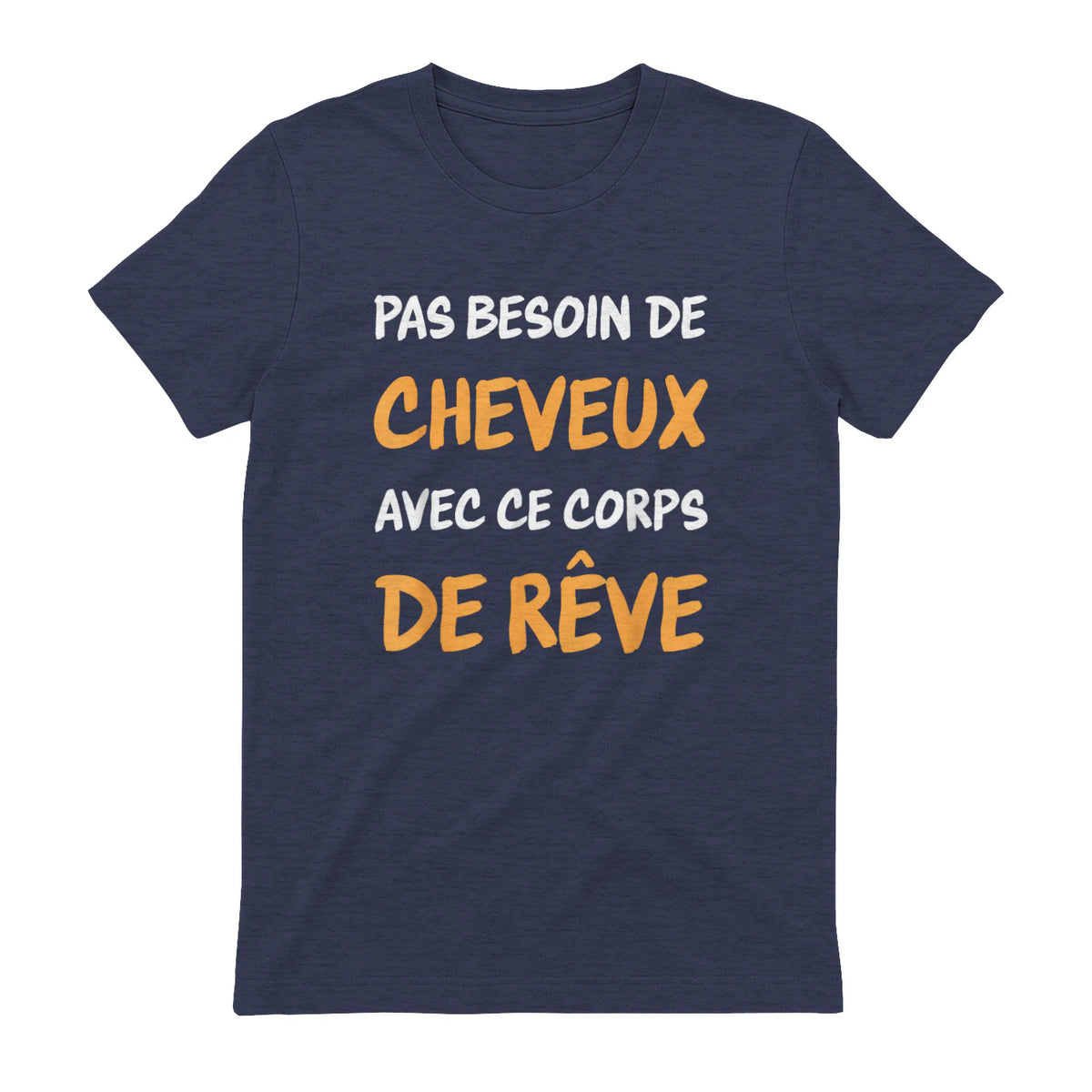 Calvitie Humour Papa Chauve in Heather Navy - back view