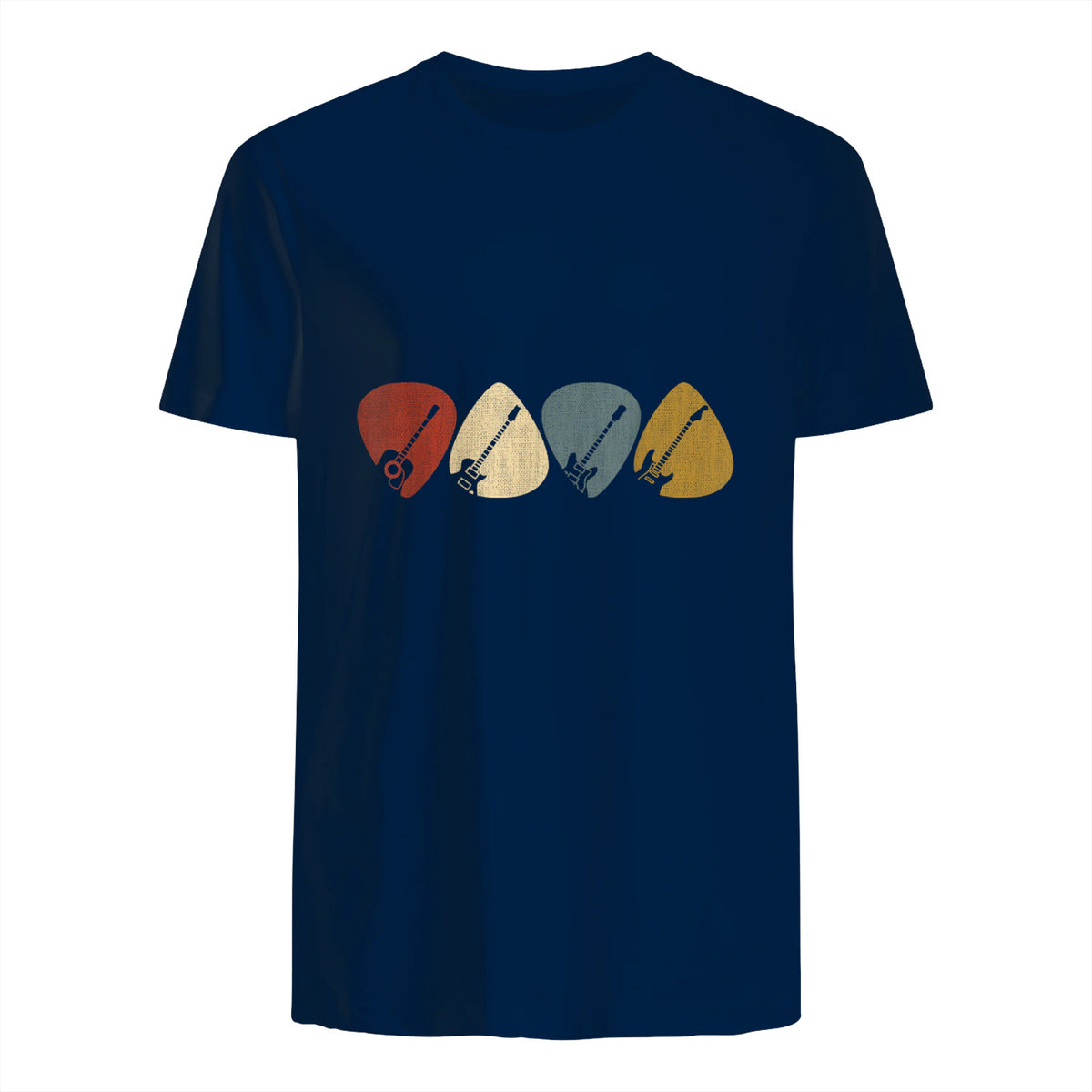 Gitarren-Auswahl-Gitarrist Retro Vintage für Gitarrenliebhaberinnen, Schwarz, S, Kurzarm, , Herren, Retro in Navy - back view