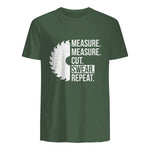 Funny Dad Shirt Measure Cut Swear Handyman Father Day Tshirt in Military Green - back view