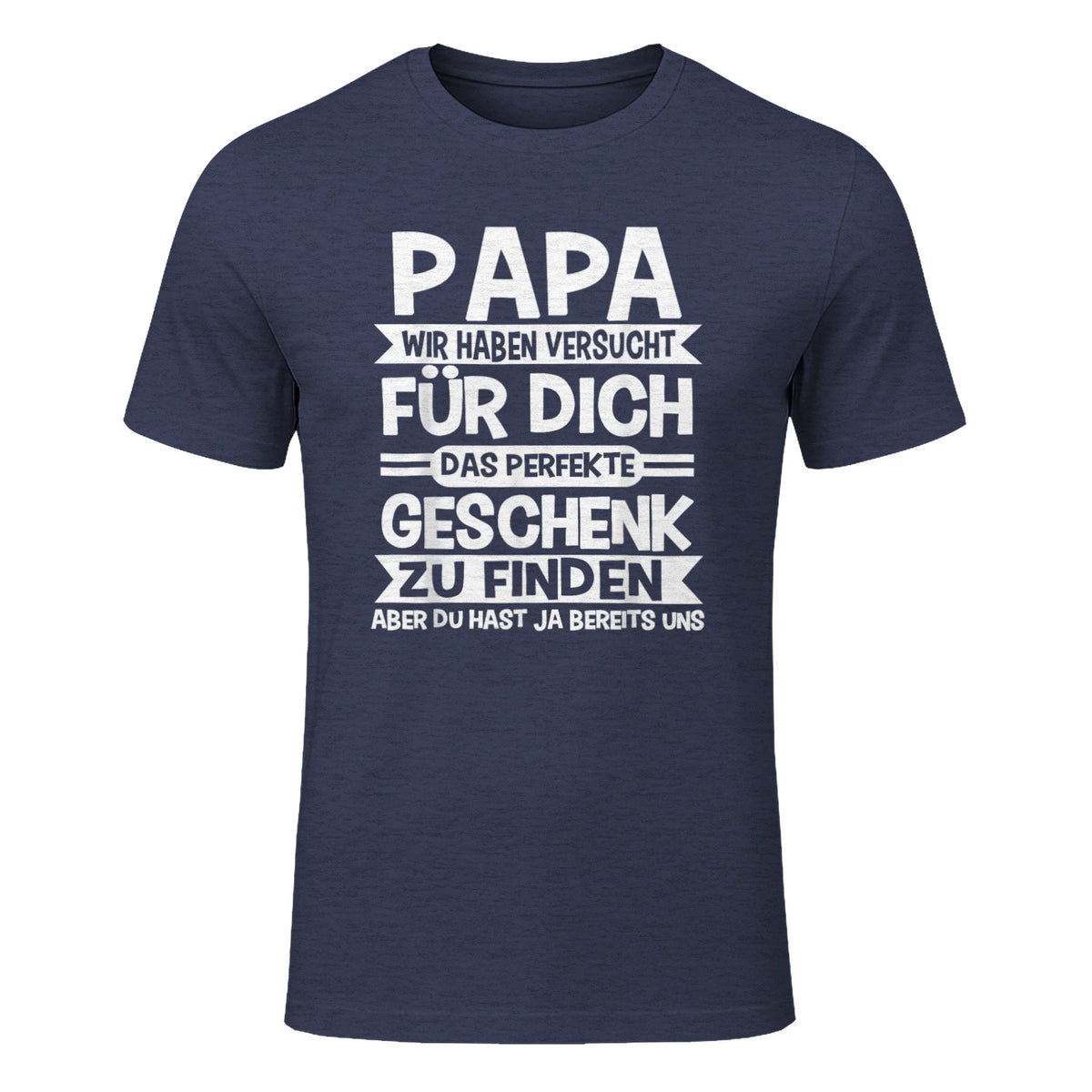 Papa und Vater Motiv, Lustiger Spruch, Herren Vatertag Halbarm in Heather Navy - front view