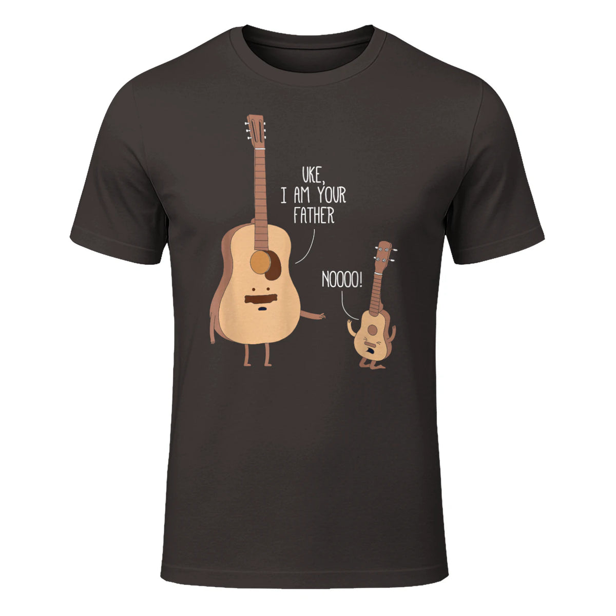 Uke I Am Your Father T Shirt Ukulele Guitar Music in Dark Chocolate - front view