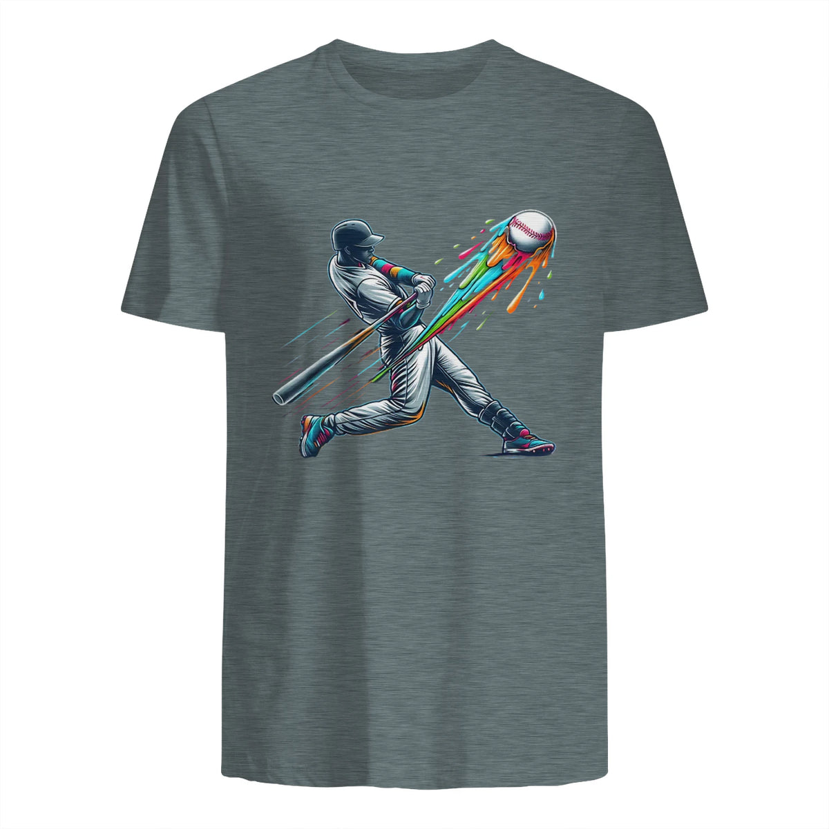 Baseball Player Drip T-Shirt in Dark Heather - back view