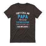 Funny Grandpa Papa Partner in Crime Dad in Dark Chocolate - back view