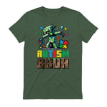 Autism Bruh Dab ASD Awareness Gamer Boys Kids Youth in Military Green - back view