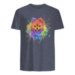 Colorful Splash Art Poméranie Portrait Pom Puppy Owner in Heather Navy - back view