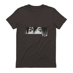 Anime in Japanese Characters Kawaii Eyes Face Short Sleeve in Dark Chocolate - back view